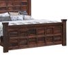 Exo Queen Size Bed, Square Block Style Headboard and Footboard, Brown Wood By Casagear Home