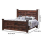 Exo Queen Size Bed, Square Block Style Headboard and Footboard, Brown Wood By Casagear Home