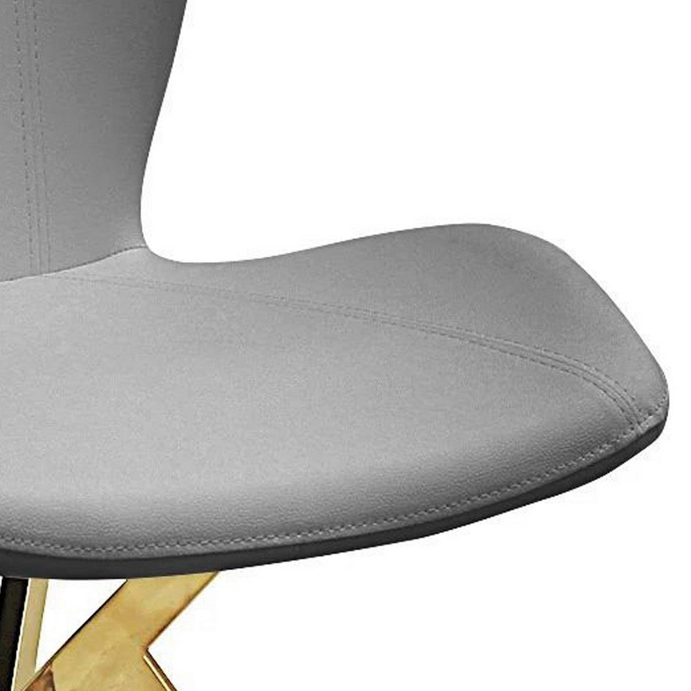 Anne 20 Inch Dining Chair Set of 4 Vegan Faux Leather Gold Legs Gray By Casagear Home BM307505