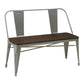 Gina 40 Inch Bench, Smooth Wood Seating, Strong Metal Frame, Natural Gray By Casagear Home