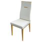 20 Inch Dining Chair, Set of 4, Gold Metal Base, Vegan Leather, White  By Casagear Home