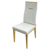 20 Inch Dining Chair, Set of 4, Gold Metal Base, Vegan Leather, White  By Casagear Home