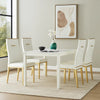 20 Inch Dining Chair, Set of 4, Gold Metal Base, Vegan Leather, White  By Casagear Home
