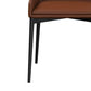 21 Inch Dining Chair, Set of 2, Sleek Black Base, Vegan Leather, Cognac By Casagear Home