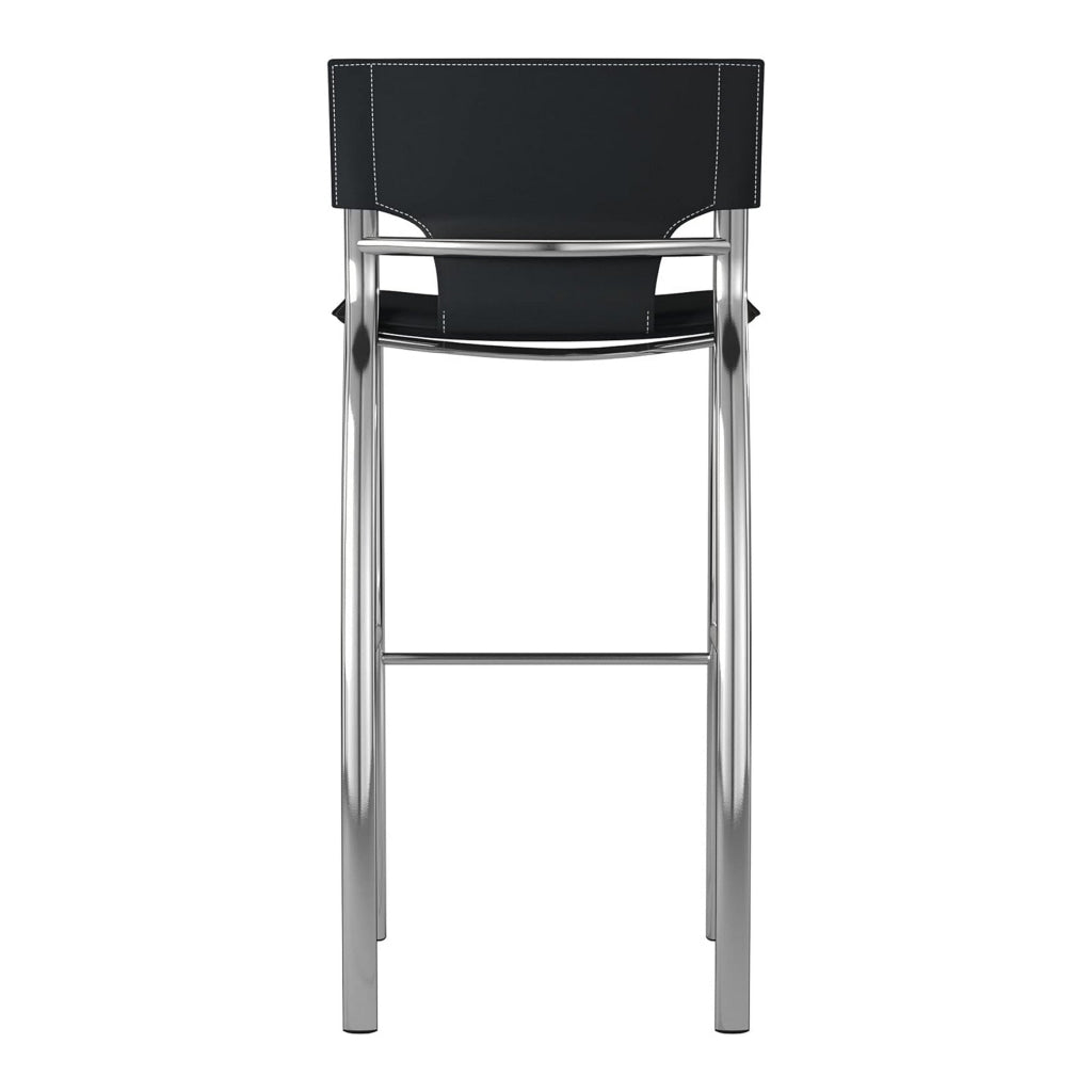 Illa 26 Inch Counter Height Chair Set of 2 Chrome Base Vegan Leather Black By Casagear Home BM307528