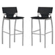 Illa 26 Inch Counter Height Chair Set of 2 Chrome Base Vegan Leather Black By Casagear Home BM307528