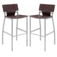 Illa 26 Inch Counter Height Chair Set of 2 Chrome Base Vegan Leather Brown By Casagear Home BM307530