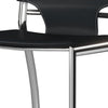 Suze 30 Inch Metal Bar Chair Set of 2 Chrome Base Black Vegan Leather By Casagear Home BM307531