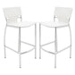 Suze 30 Inch Metal Bar Chair, Set of 2, Chrome Base, White Vegan Leather By Casagear Home