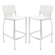 Suze 30 Inch Metal Bar Chair, Set of 2, Chrome Base, White Vegan Leather By Casagear Home