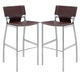 Suze 30 Inch Metal Bar Chair, Set of 2, Chrome Base, Brown Vegan Leather Upholstery