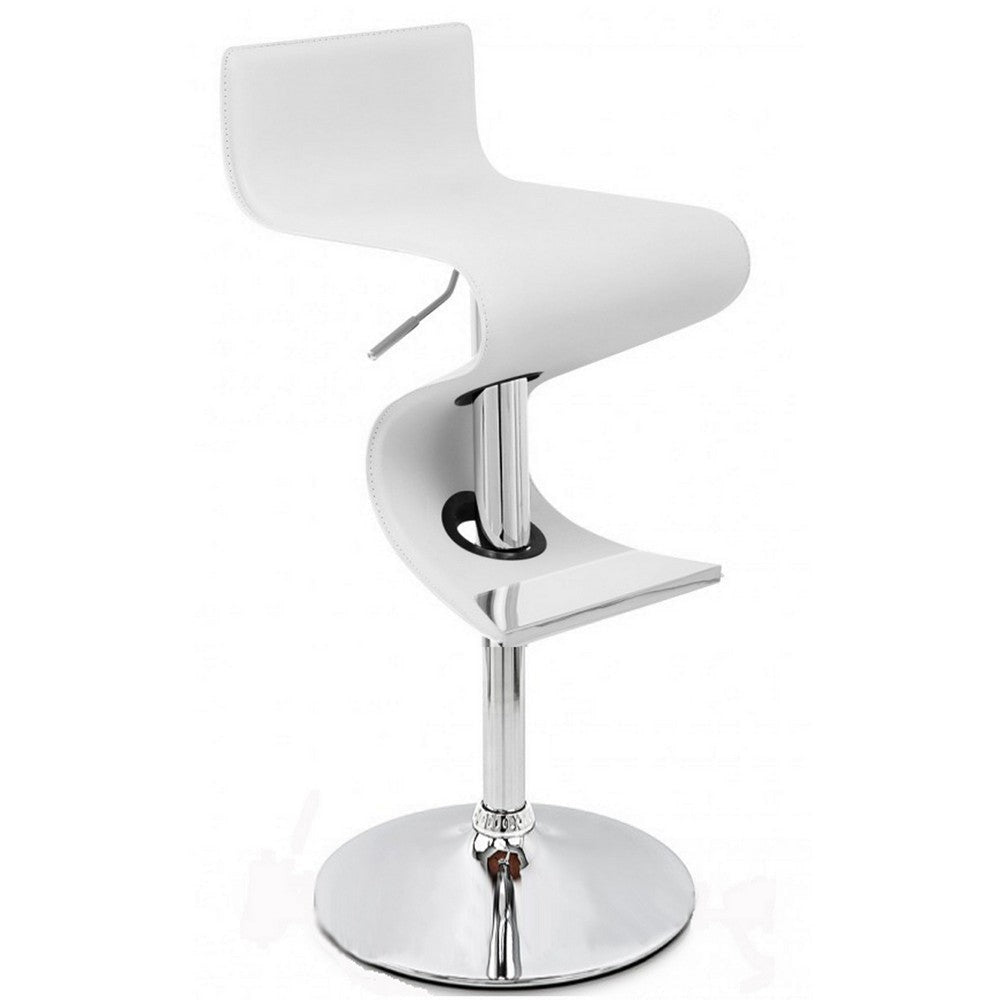 Cruze 22-30 Inch Adjustable Swivel Counter Height Stool, Wave Curves, White By Casagear Home