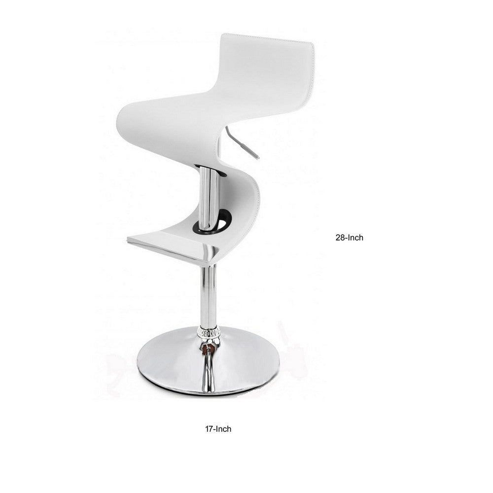 Cruze 22-30 Inch Adjustable Swivel Counter Height Stool Wave Curves White By Casagear Home BM307537