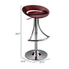 Vera 19-29 Inch Counter Height Stool, Round Swivel, Chrome, Adjustable, Red By Casagear Home