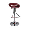 Vera 19-29 Inch Counter Height Stool, Round Swivel, Chrome, Adjustable, Red By Casagear Home