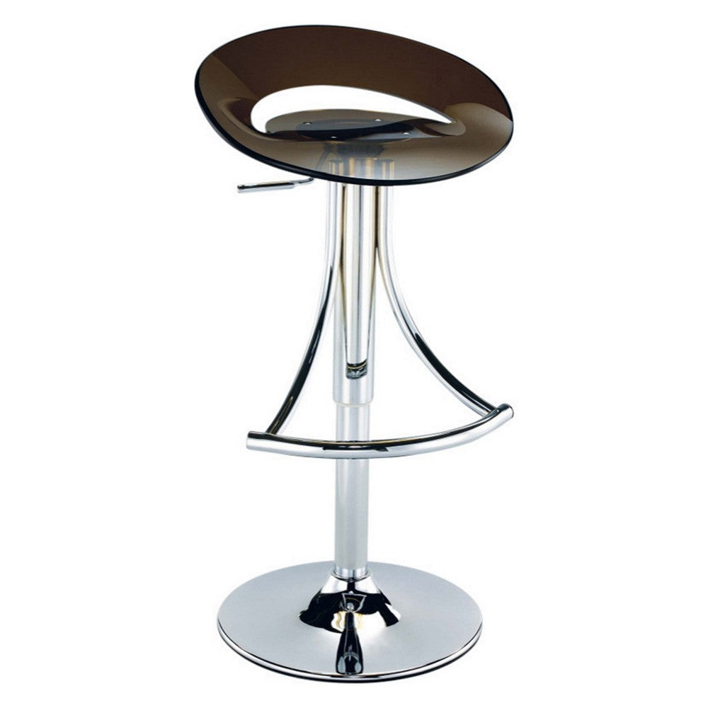 Vera 19-29 Inch Counter Height Stool, Round Swivel, Adjustable, Chrome Gray By Casagear Home