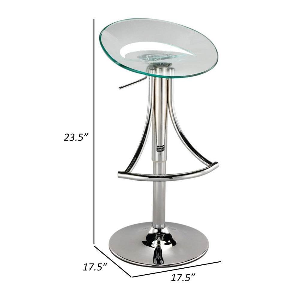 Vera 19-29 Inch Counter Height Stool Round Swivel Adjustable Chrome Clear By Casagear Home BM307541