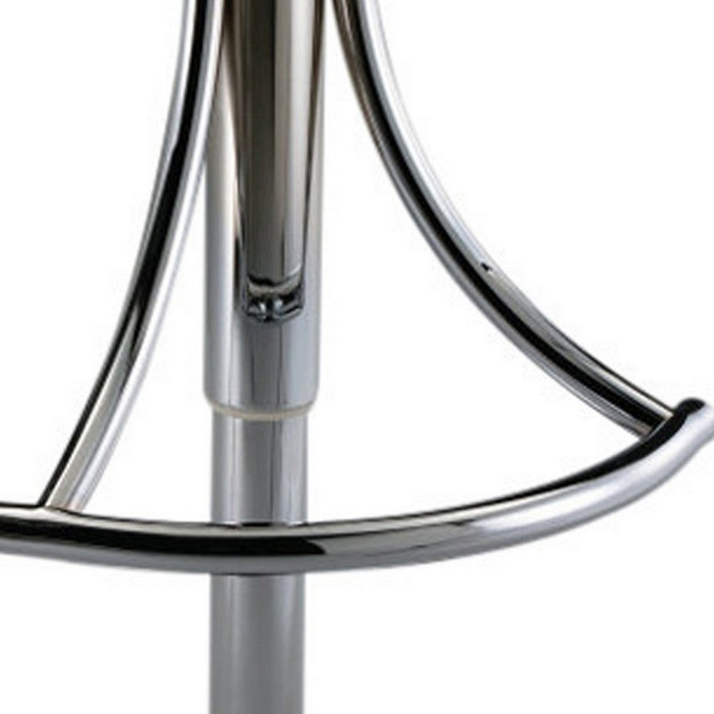 Vera 19-29 Inch Counter Height Stool, Round Swivel Adjustable, Chrome White By Casagear Home