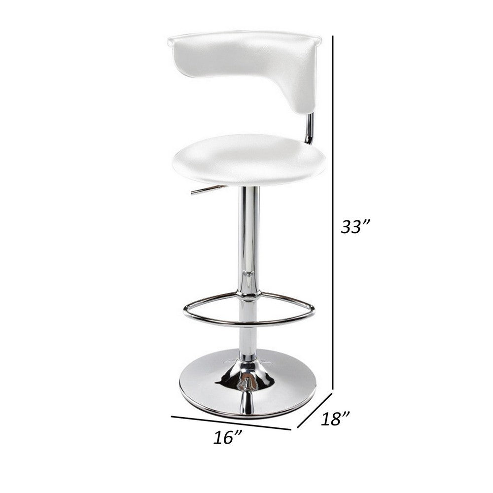 Flax 22-32 Inch Adjustable Counter Height Stool, Vegan Faux Leather, White By Casagear Home