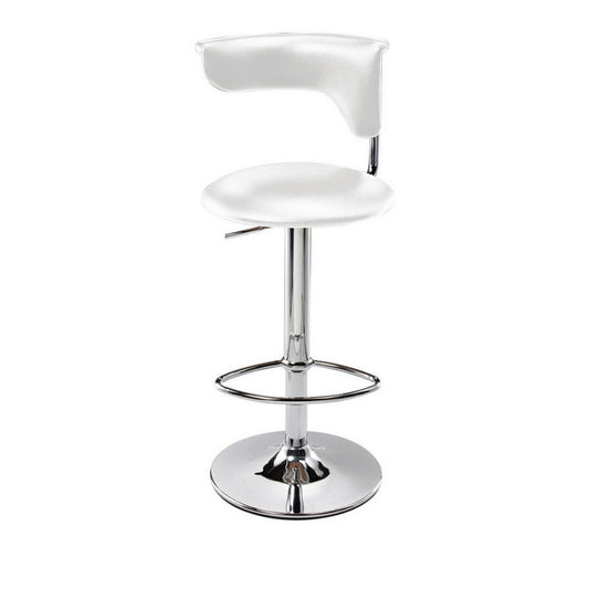 Flax 22-32 Inch Adjustable Counter Height Stool, Vegan Faux Leather, White By Casagear Home