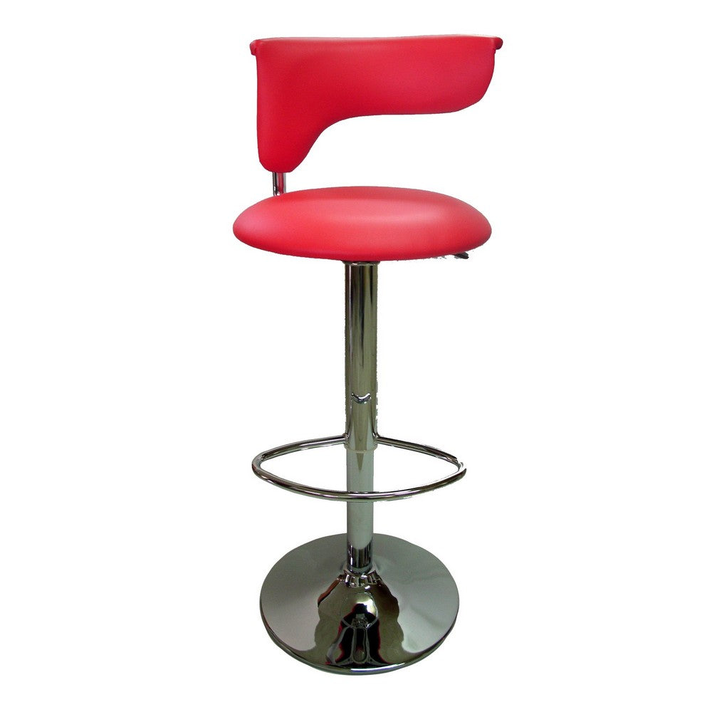 Flax 22-32 Inch Adjustable Counter Height Stool, Vegan Faux Leather, Red By Casagear Home
