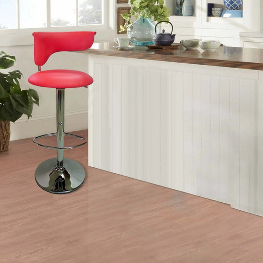 Flax 22-32 Inch Adjustable Counter Height Stool, Vegan Faux Leather, Red By Casagear Home