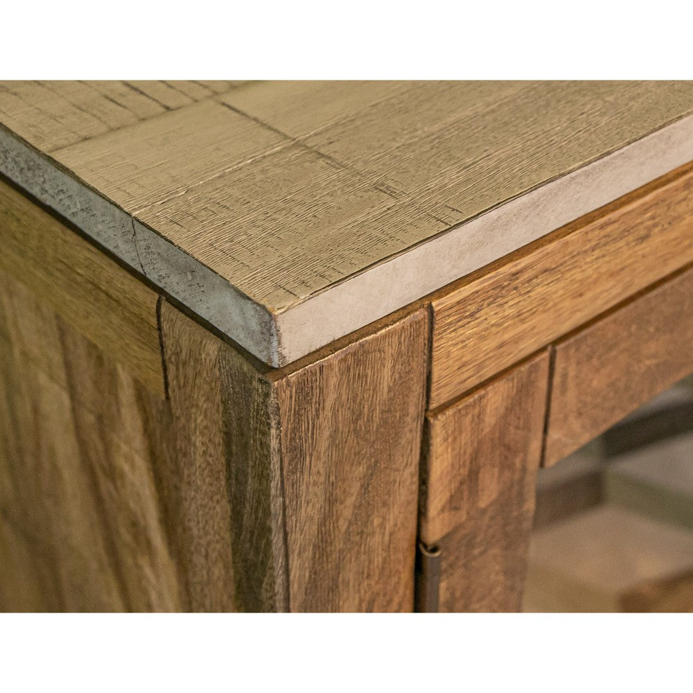 Asic 57 Inch Sideboard Console Cabinet Glass Doors Rustic Brown Shelf By Casagear Home BM307547