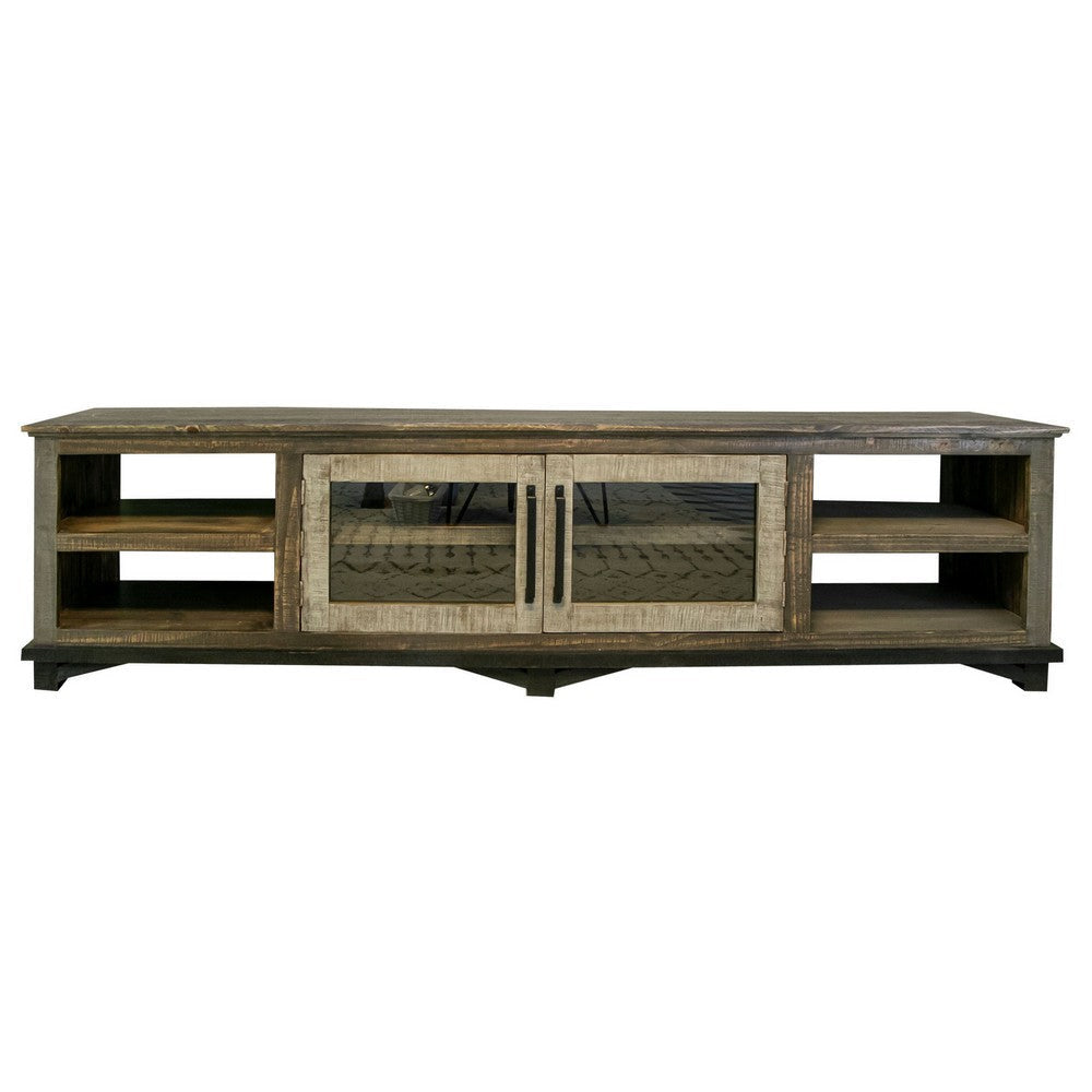 Peya 93 Inch TV Media Entertainment Console Fixed Shelves Glass Doors By Casagear Home BM307548