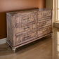 Liam 57 Inch Dresser 6 Drawers Rustic Brown Solid Pine Wood By Casagear Home BM307551