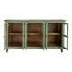 Lina 72 Inch Sideboard Buffet Cabinet 3 Glass Doors Sage Green Pine By Casagear Home BM307555