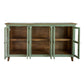 Lina 72 Inch Sideboard Buffet Cabinet 3 Glass Doors Sage Green Pine By Casagear Home BM307555