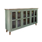 Lina 72 Inch Sideboard Buffet Cabinet, 3 Glass Doors, Sage Green, Pine  By Casagear Home