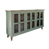 Lina 72 Inch Sideboard Buffet Cabinet, 3 Glass Doors, Sage Green, Pine  By Casagear Home