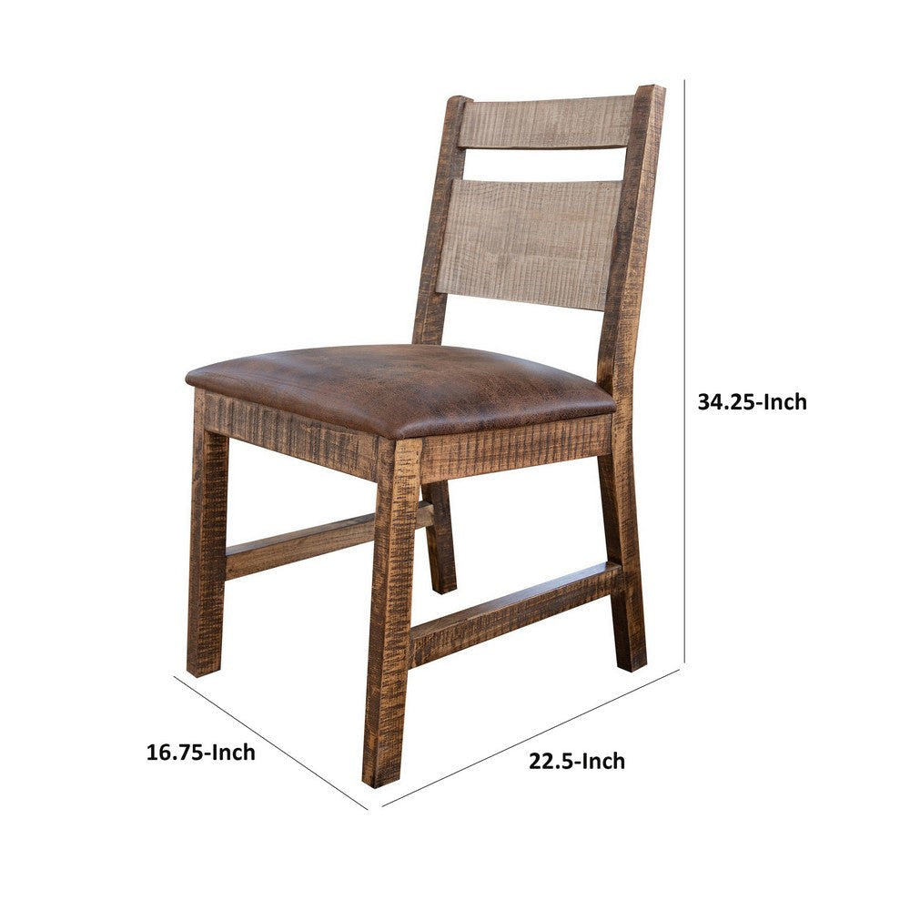 Fena 17 Inch Dining Chair Rustic Solid Wood Distressed Brown Finish By Casagear Home BM307557