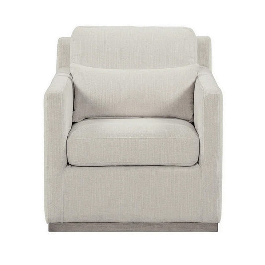 Liv 36 Inch Accent Chair, Cushioned Seat, Track Arms, Off White, Taupe By Casagear Home