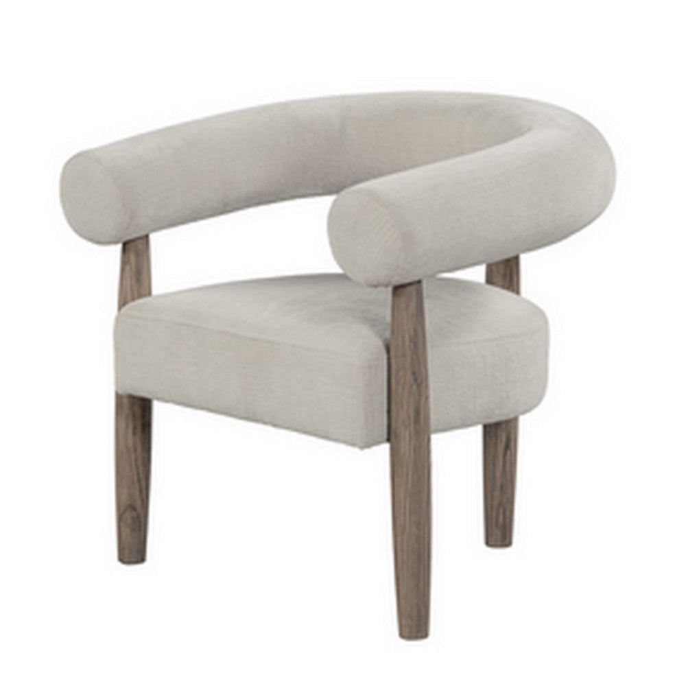 Zob 33 Inch Armchair Wishbone Curved Cushioned Frame Cream Beige Taupe By Casagear Home BM307562