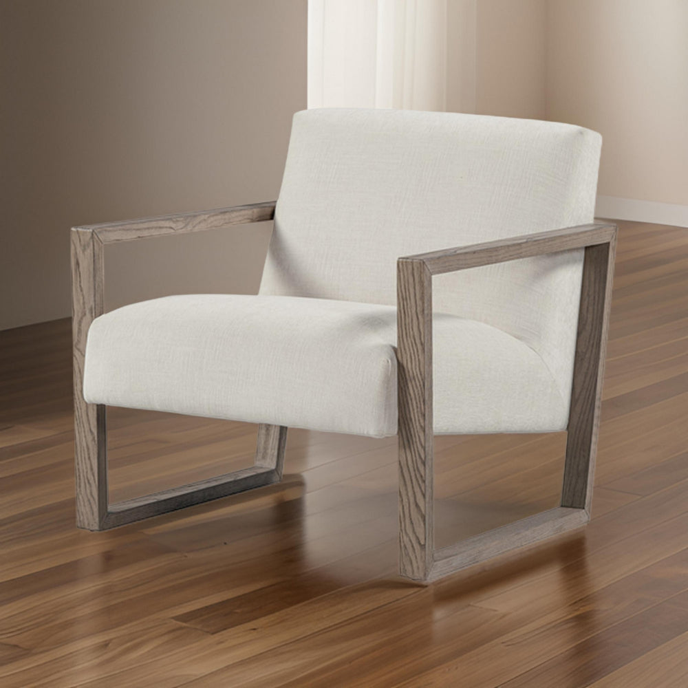 Cvi 31 Inch Armchair, Cushioned Seat, Taupe Framed Legs, Beige Upholstery By Casagear Home