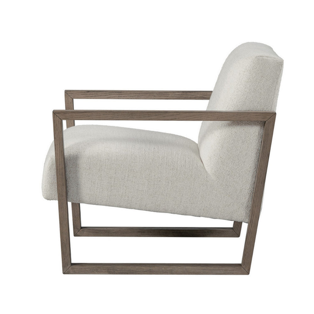 Cvi 31 Inch Armchair Cushioned Seat Taupe Framed Legs Off White Finish By Casagear Home BM307564