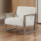 Cvi 31 Inch Armchair, Cushioned Seat, Taupe Framed Legs, Off White Finish By Casagear Home