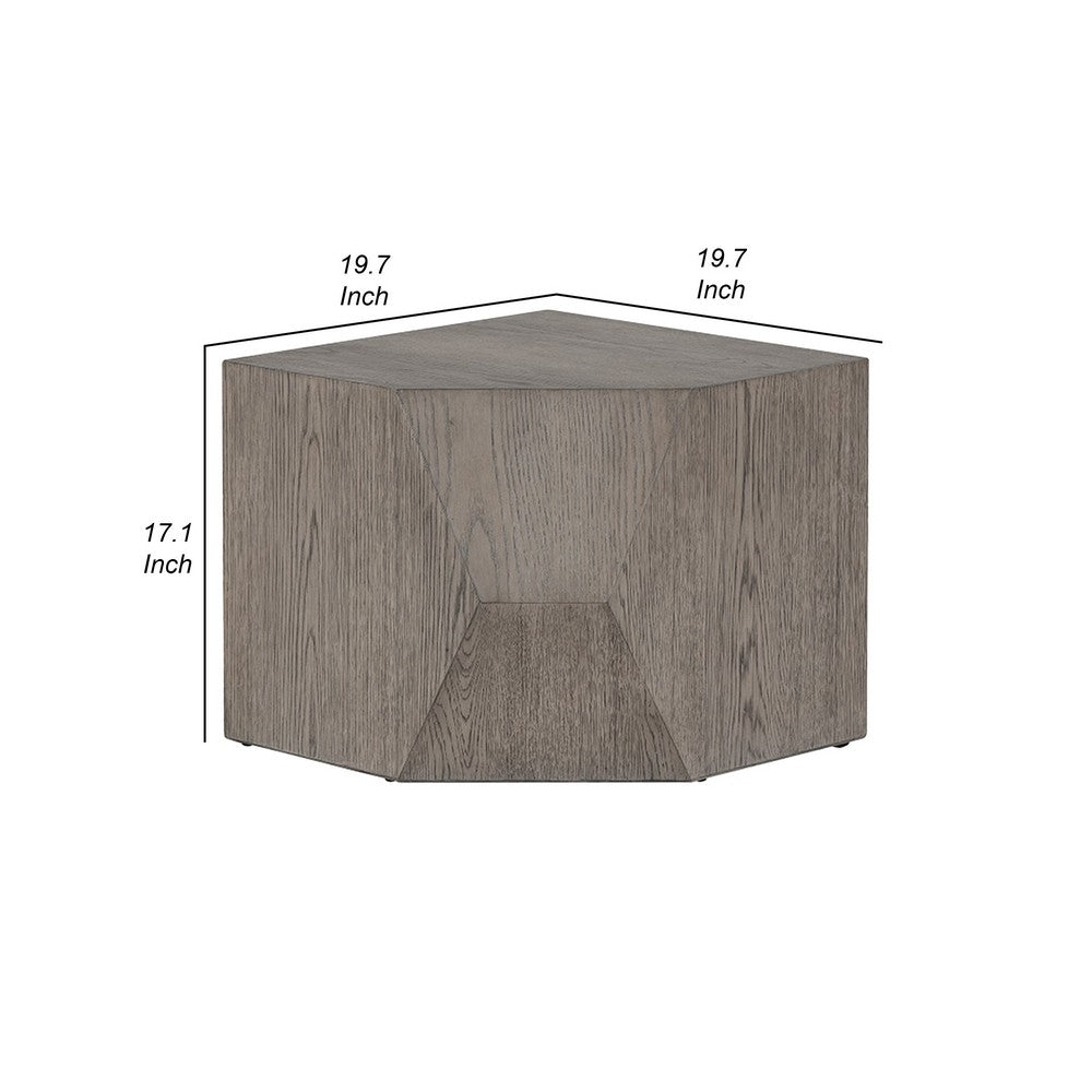 20 Inch Modular Coffee Table, Geometric Angled Style, Rustic Ash Oak Finish By Casagear Home