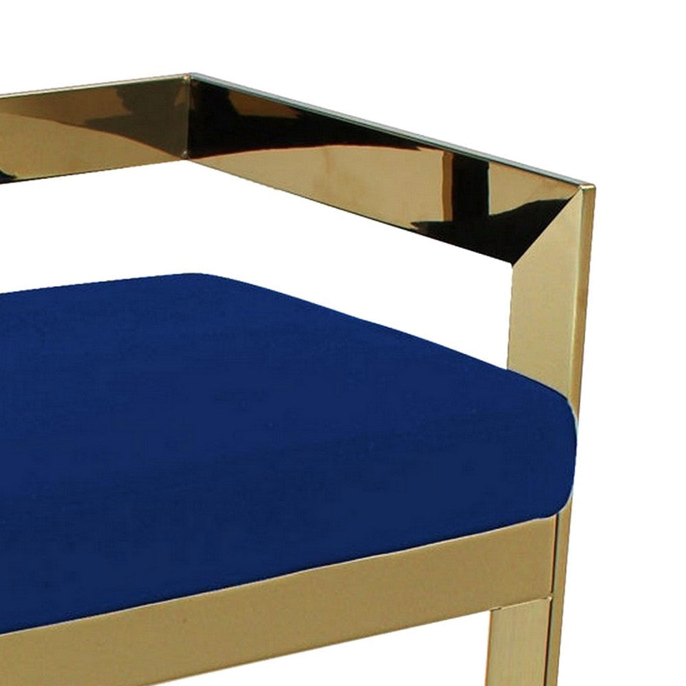 Dok 26 Inch Counter Height Stool Blue Cantilever Gold Stainless Steel By Casagear Home BM307568