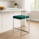 Dok 26 Inch Counter Height Stool, Green, Cantilever, Silver Stainless Steel By Casagear Home