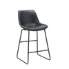 26 Inch Counter Height Chair, Set of 2, Black Faux Leather, Sled Legs By Casagear Home