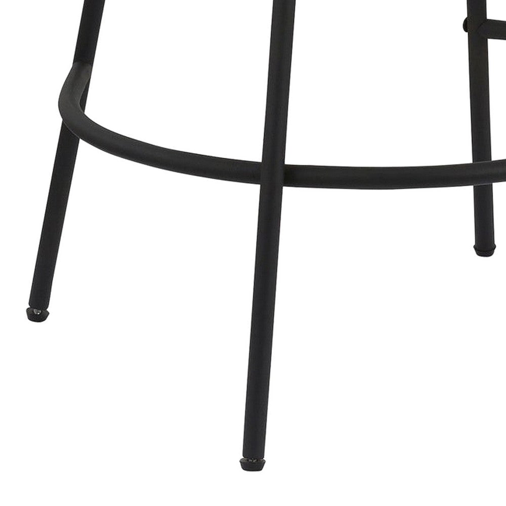 Ast 26 Inch Set of 2 Counter Height Stools, Saddle Seat, Black Metal, White By Casagear Home