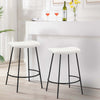 Ast 26 Inch Set of 2 Counter Height Stools, Saddle Seat, Black Metal, White By Casagear Home