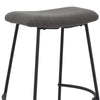 Ast 26 Inch Set of 2 Counter Height Stools, Saddle Seat,  Black Metal, Gray By Casagear Home