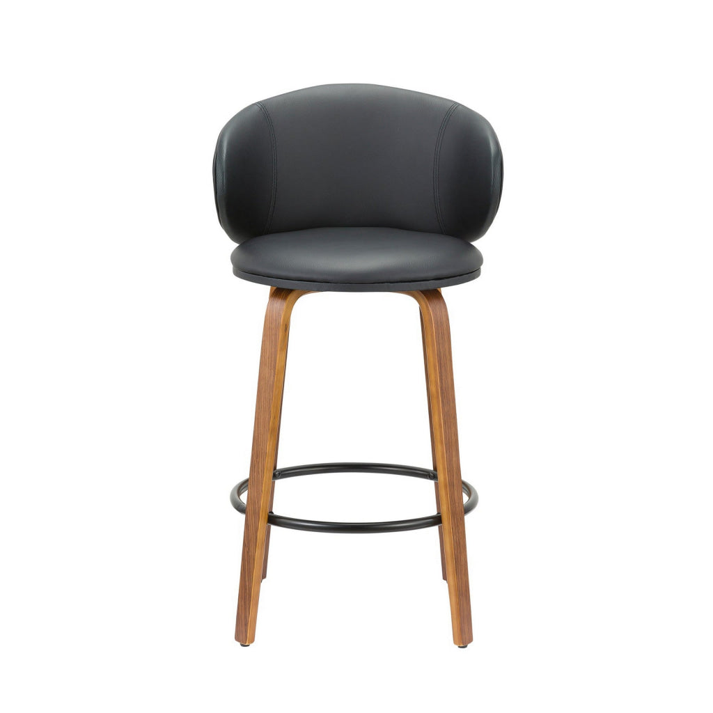 Zubi 26 Inch Counter Height Chair Set of 2 Wingback Black Brown Legs By Casagear Home BM307575