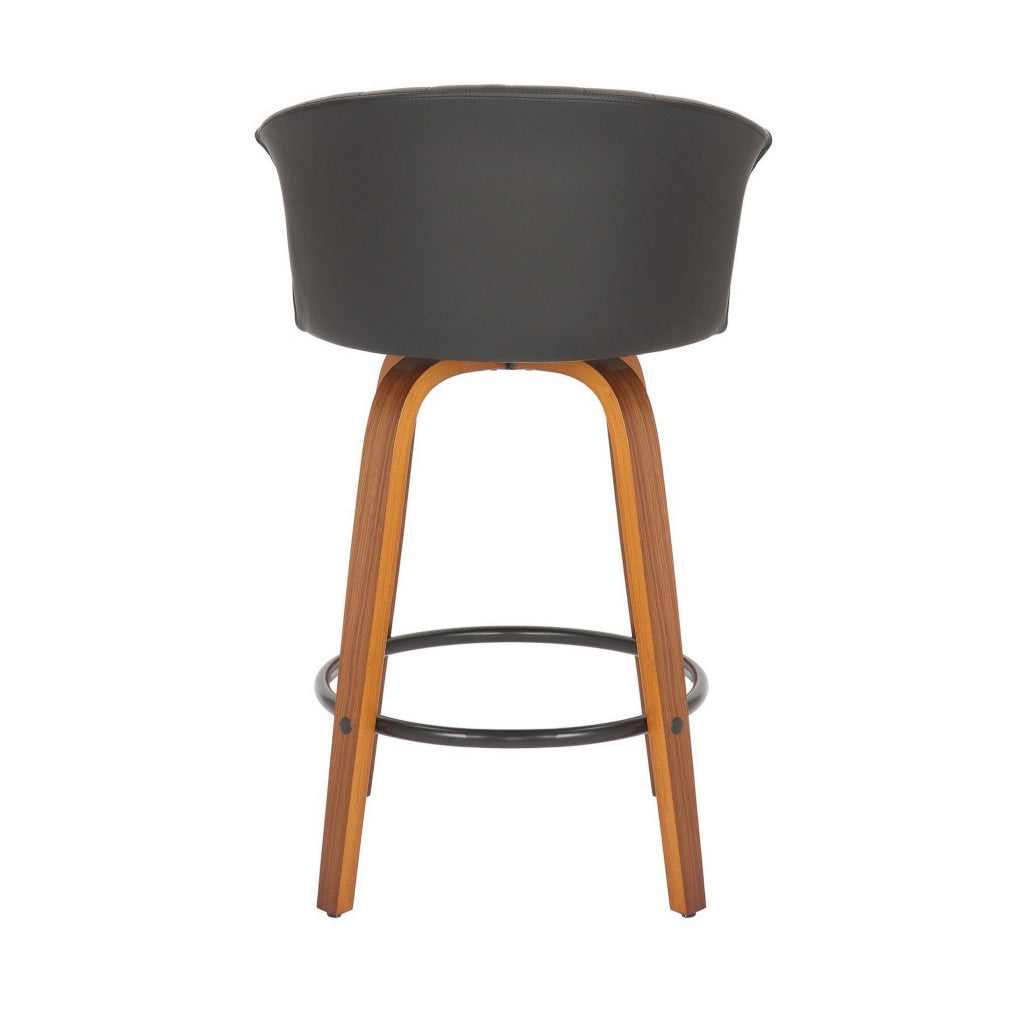 26 Inch Counter Height Chair Set of 2 Curved Back Bentwood Black Brown By Casagear Home BM307576