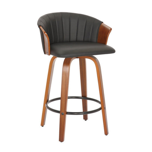 26 Inch Counter Height Chair, Set of 2, Curved Back, Bentwood, Black, Brown By Casagear Home