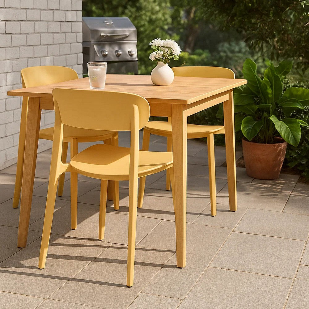 Qin 20 Inch Dining Side Chair, Set of 4, Contoured Back Curved Seat, Yellow By Casagear Home
